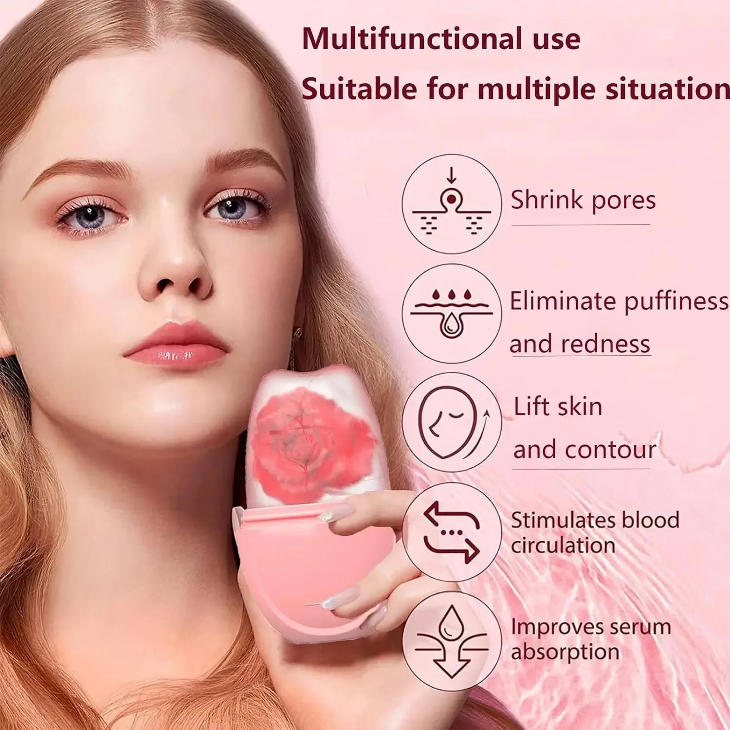 Ice Face Roller – Reusable Facial Massager for Pore Tightening & Eye Puffiness Relief